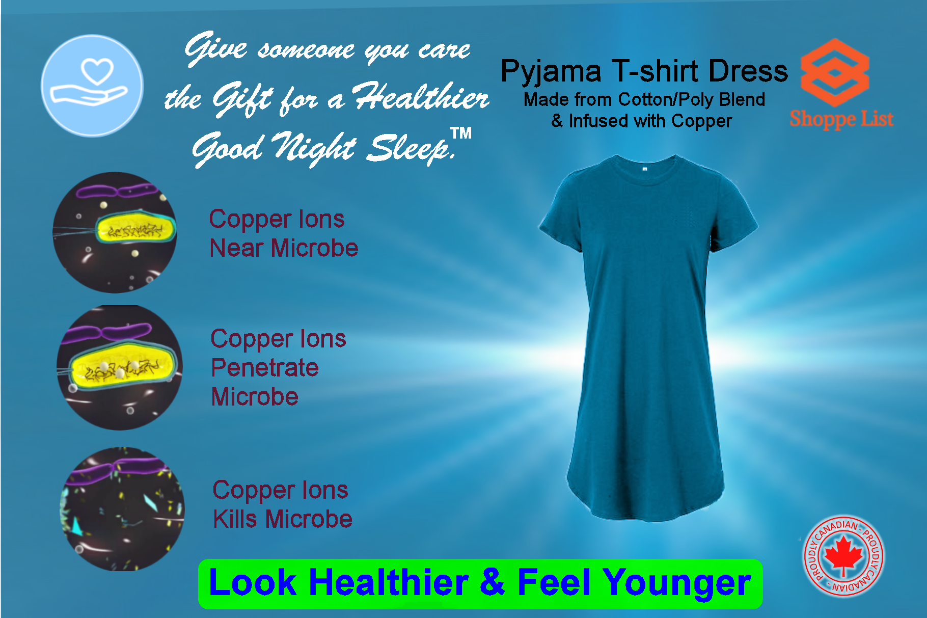 MyDream-Pyjama T-shirt Dress Infused with Copper Ions.  Limited time offer. - shoppe list