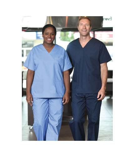 Unisex V-Neck Scrub Top, Short Sleeves - shoppe list