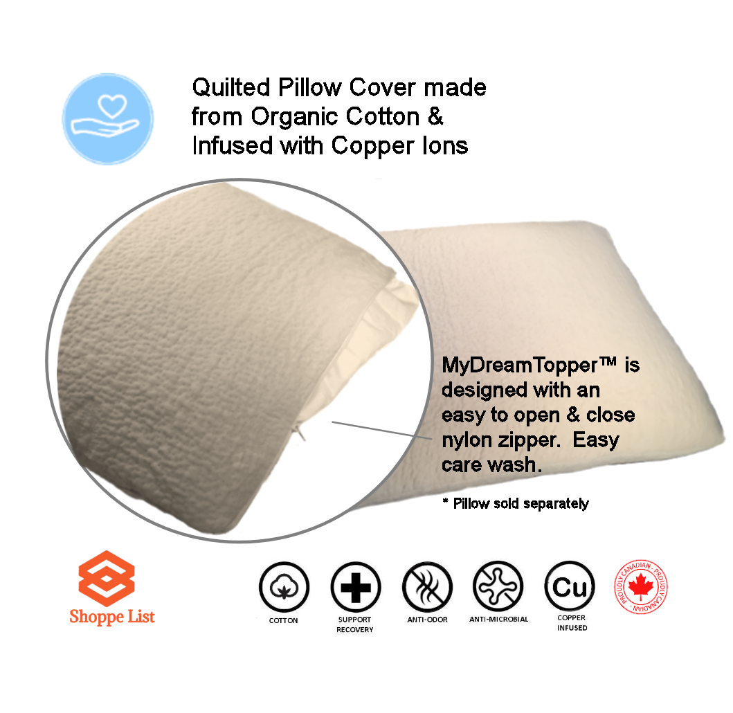 MyDreamTopper-Pillow Cover Infused with Copper Ions.  Limited time offer. - shoppe list